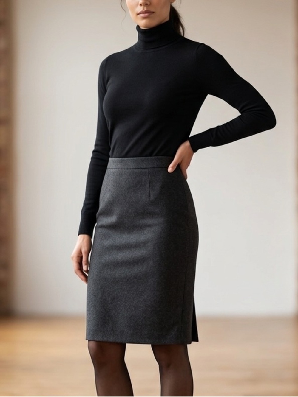 Club Monaco Charcoal Wool Blend Pencil Skirt - Office Siren Minimalist Classic 6